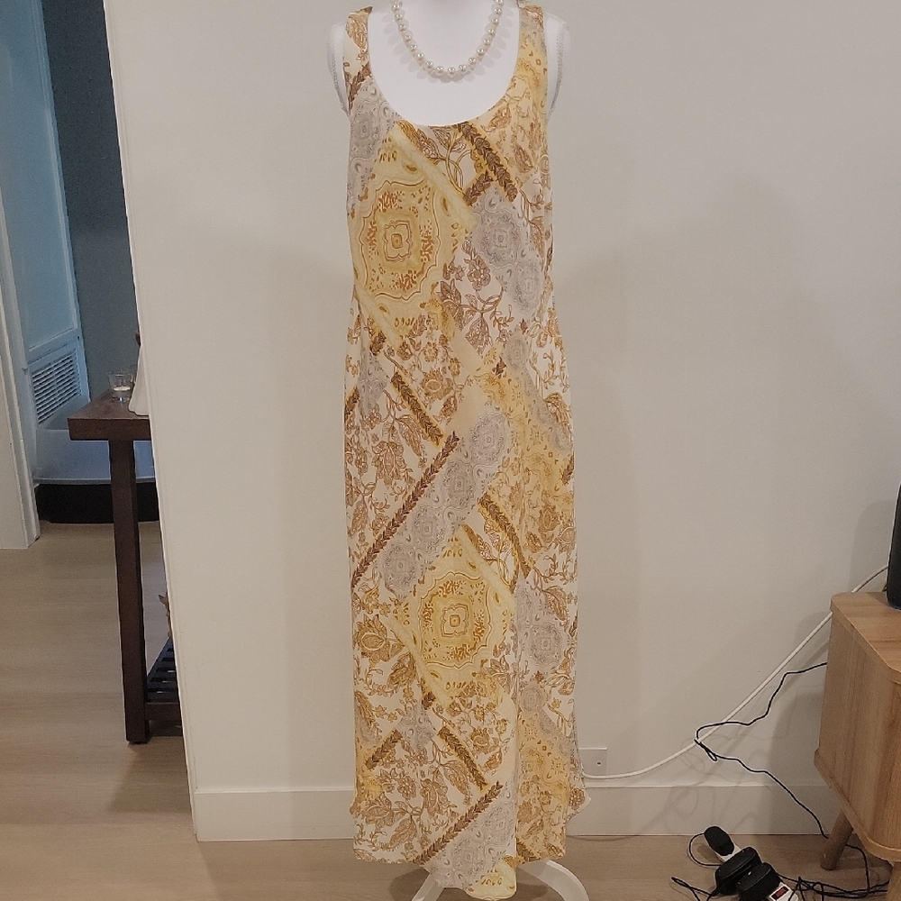 DREW Yellow and Cream Patterned Maxi Dress